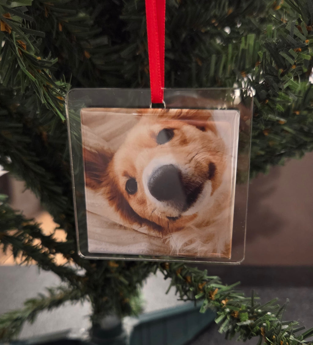 Clear Acrylic Square Ornament